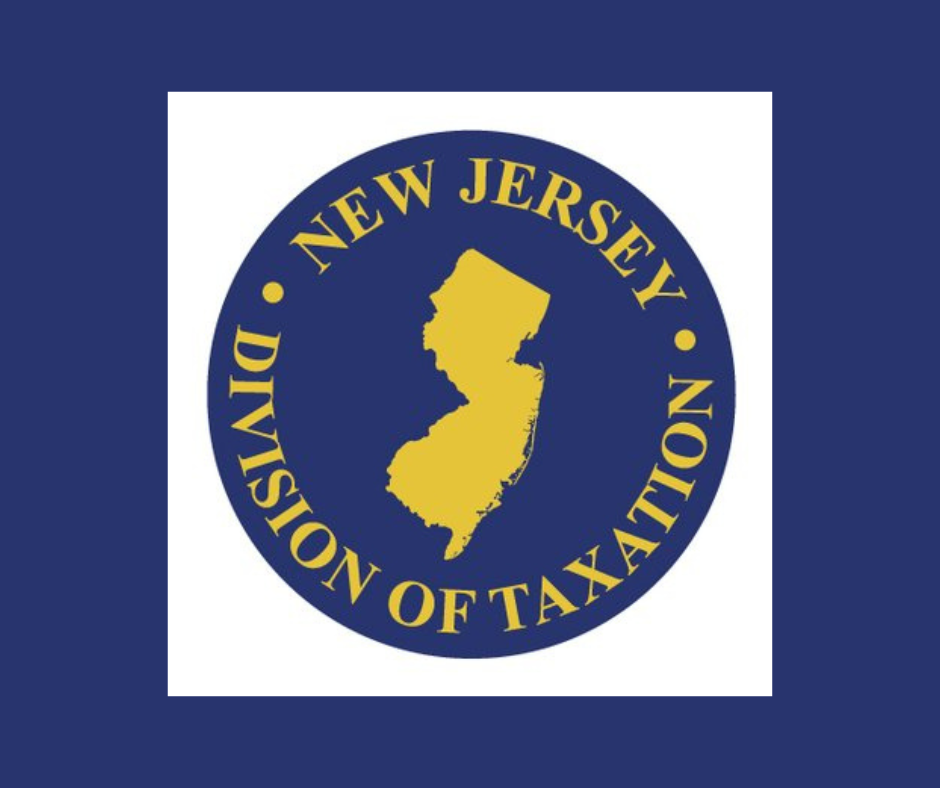 Image of the NJ Division of Taxation logo on a navy and white background