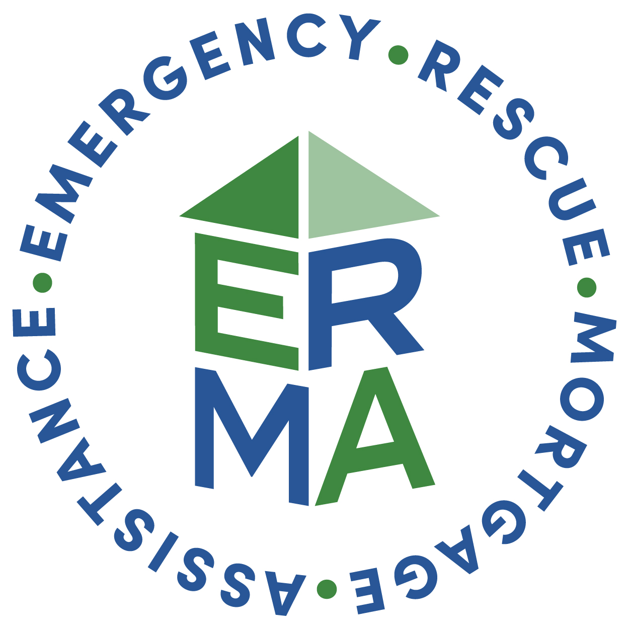 Image of blue and green ERMA logo (acronym is presented in the shape of a house)